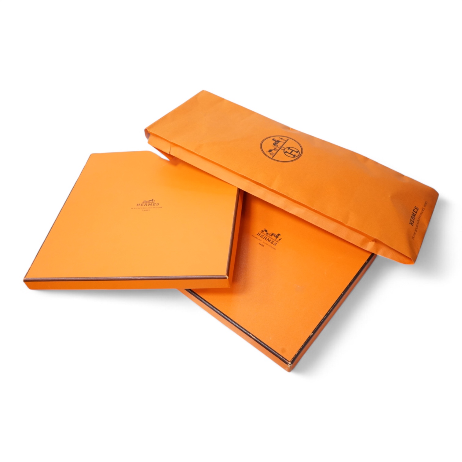 Two boxed Hermes silk scarves comprising ‘Real Escuela Andaluza del Arte Equestre’ and ‘Equateur’, with original boxes, together with four Hermes gentleman’s silk ties